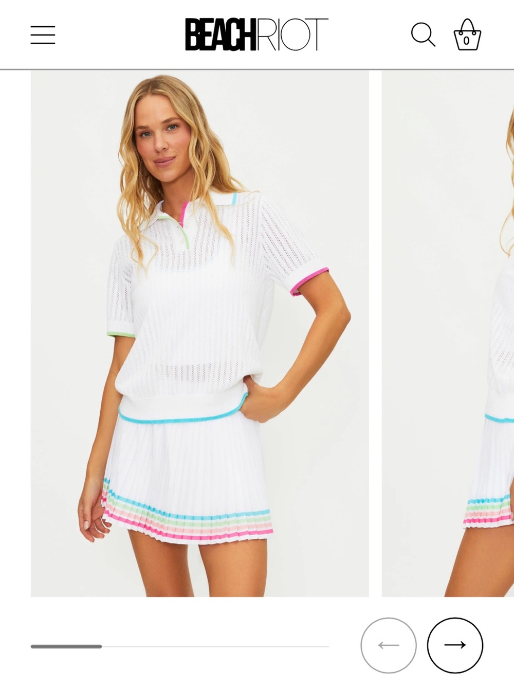 Beach Riot White sweater with Pastel Trim